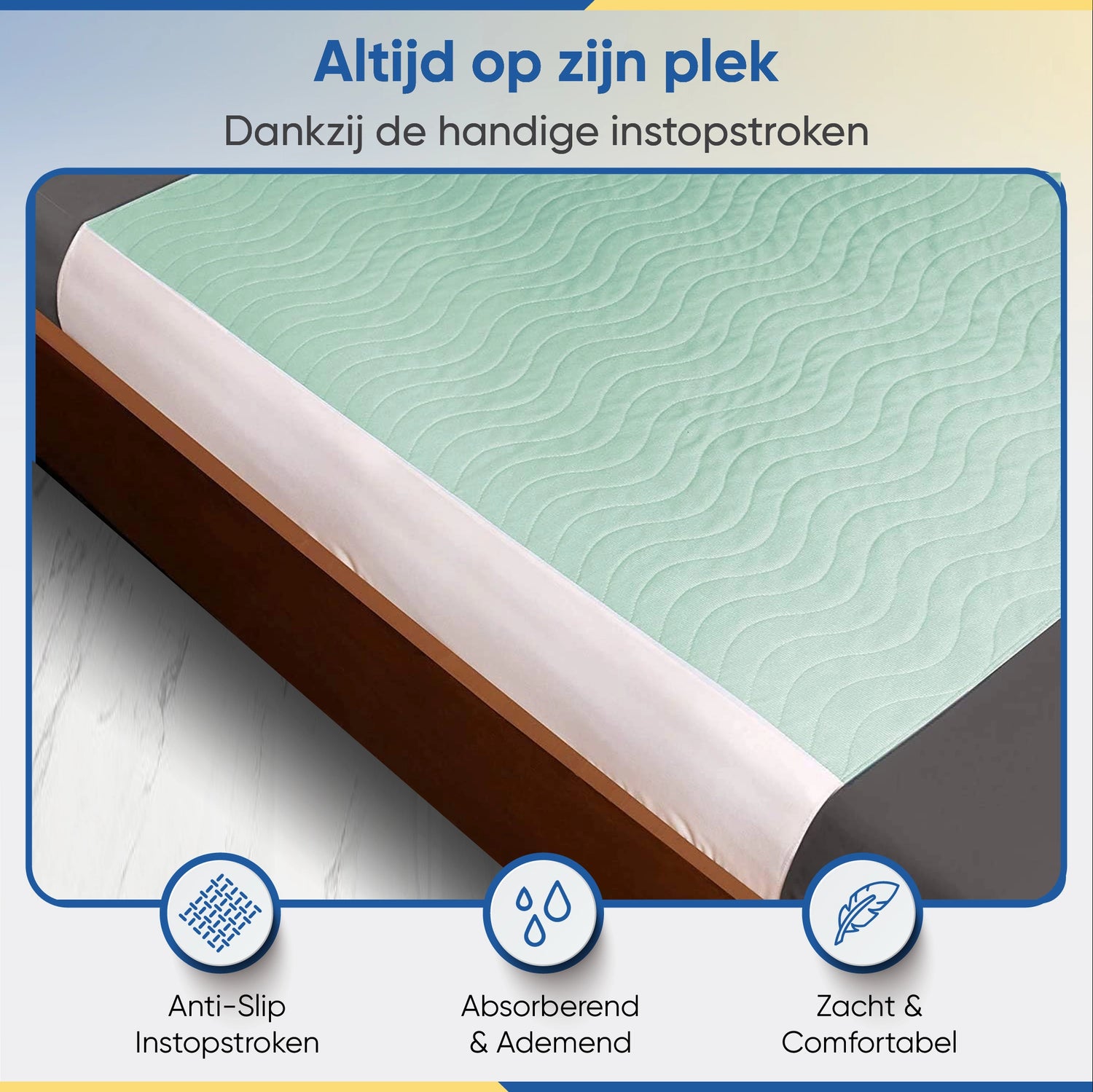 Floressa wasbare incontinentie bedonderlegger 85x90 cm met instopstroken