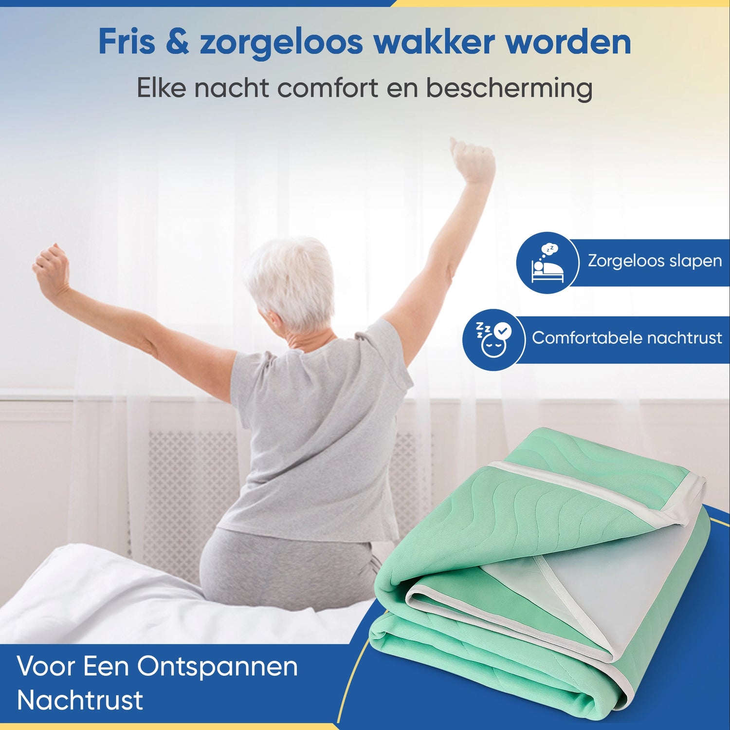 Floressa wasbare incontinentie bedonderlegger 85x90 cm met instopstroken